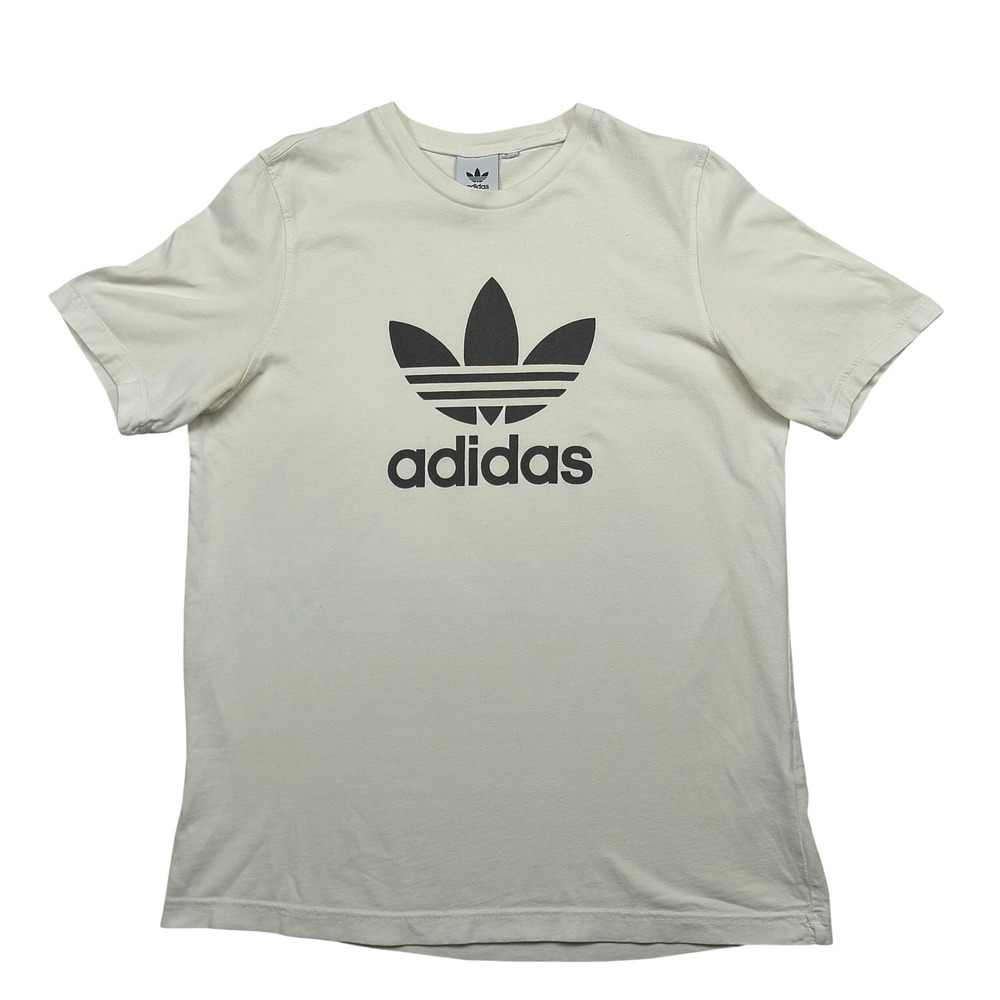 Adidas Originals Trefoil Graphic T-Shirt Men Medium Off-White Cream Short Sleeve